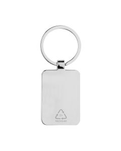 RCS recycled zinc alloy rectangle keychain with bamboo