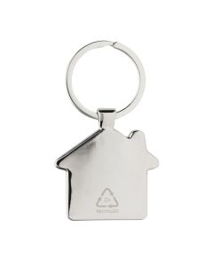 RCS recycled zinc alloy house keychain with bamboo