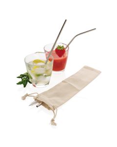Reusable Straws Stainless Steel In Cotton Pouch