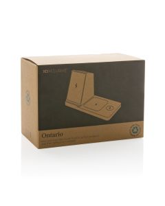 Ontario recycled plastic & bamboo 3-in-1 wireless charger