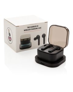 TWS earbuds in wireless charging case