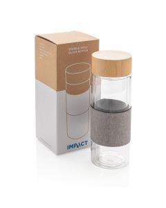 Impact double wall borosilicate glass bottle