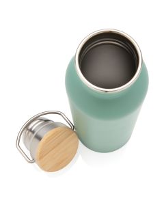 Modern stainless steel bottle with bamboo lid