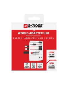 SKROSS World Travel Adapter MUV 2-pole with USB A and C
