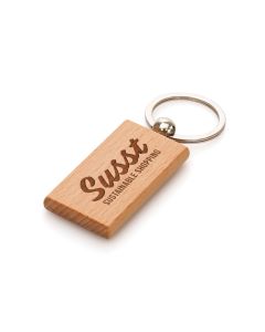 Rectangular Beech Wood Keyring