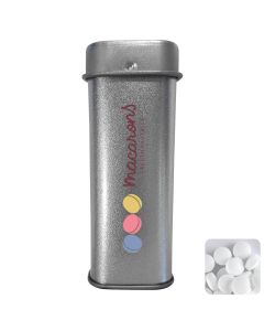 Tall hinged tin with dextrose mints