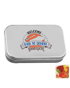 Large flat hinged tin with Haribo gold bears