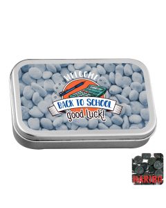 Large flat hinged tin with Haribo liquorice