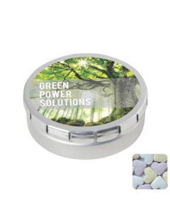 The Hedingham - Round click tin with fruit heart sweets