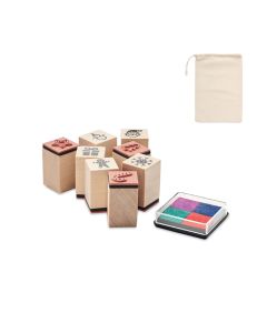 Wooden Christmas Stamps With Coloured Inkpad STAMPIE