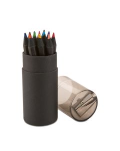 BLOCKY Colouring Pencils And Sharpener In Black Card Tube