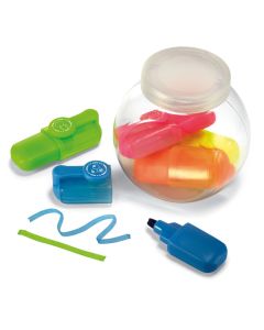 FUN FOR FIVE Mini Highlighters In Storage Jar