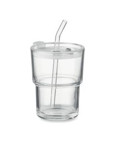 SIP Glass tumbler with straw 400ml