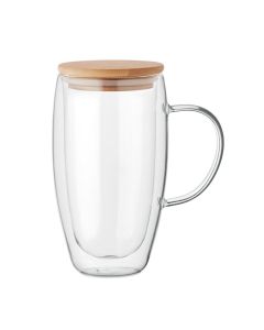 TEROL Double wall glass mug 450ml