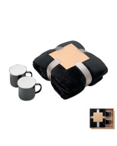 AGRADABLE Fleece blanket & 2 mugs set