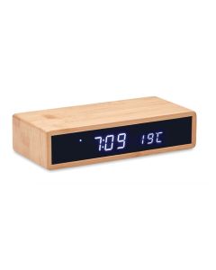 MORO Bamboo Alarm Clock With Wireless Phone Charger