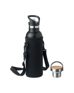 TIKSI Insulated Metal Bottle With Neoprene Carrying Pouch