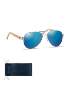 HONIARA Aviator Sunglasses With Bamboo Arms And Mirrored Lenses