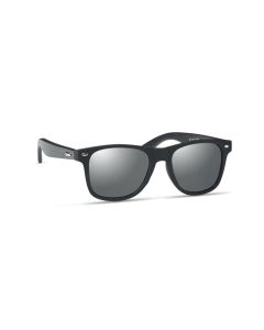RHODOS Retro Sunglasses With Black Bamboo Arms And Mirrored Lens