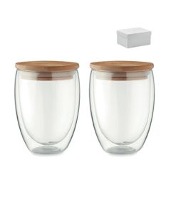 TIRANA SET Double Walled Glasses With Bamboo Lids