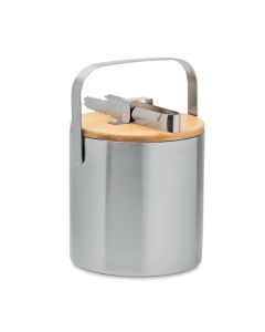 KOKKOLA Metal Ice Bucket With Tongs and Bamboo Lid