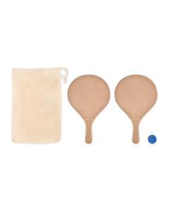 Wooden Bat and Ball Set In Cotton Pouch RAQUET