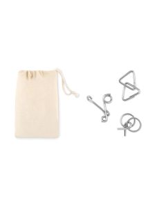THREENATS Metal Brain Teaser Game In Cotton Pouch