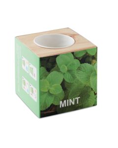 MENTA Herb pot wood "MINT"
