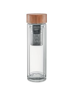 BATUMI GLASS Insulated Tea Infuser Bottle With Bamboo Lid