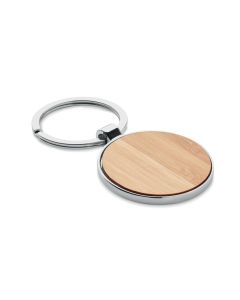 BALLARAT Round Metal And Bamboo Keyring