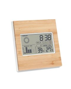 TURKU Bamboo Desk Weather Station And Clock