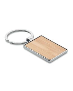 BENDIGO Bamboo And Metal Keyring Rectangle