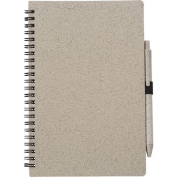 Wheat straw notebook with pen approx A5 Brown - 1 Bounce Creative Designs