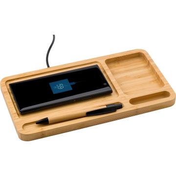 Promotional Bamboo Wireless Charger Desk Organiser