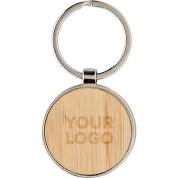 Promotional Budget Bamboo and Metal Keyring