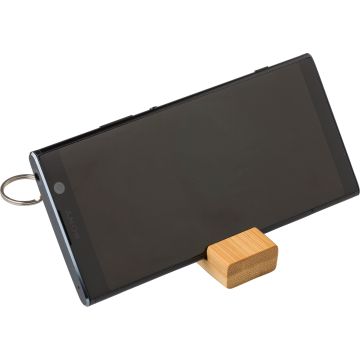 Bamboo key chain phone stand