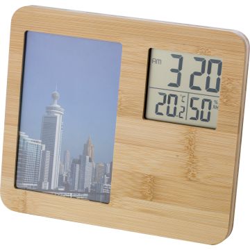 Promotional Bamboo Photo Frame Weather Station