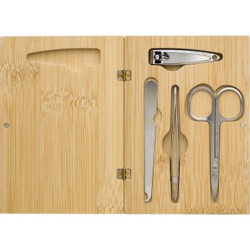 Promotional Manicure Set In Bamboo Gift Box