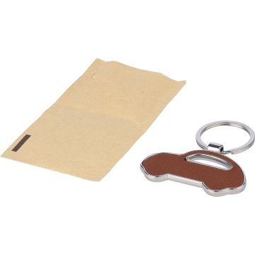 Recycled leather car keychain