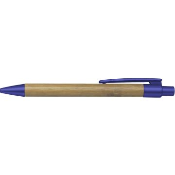 Ballpen with bamboo barrel Blue - 1 Bounce Creative Designs