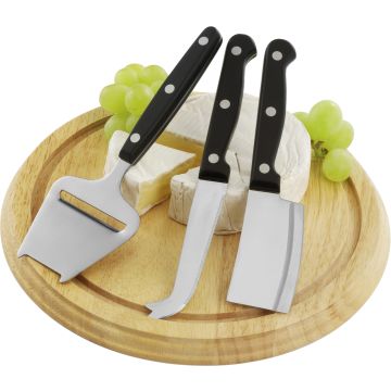 Promotional Round Wooden Cheese Board & Knife Set