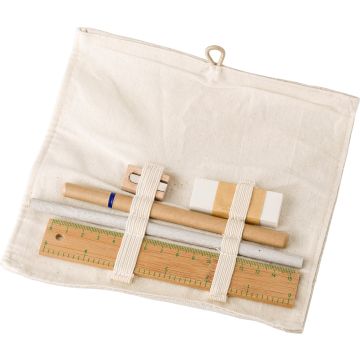 Promotional Stationary Set In Cotton Roll Up Pouch