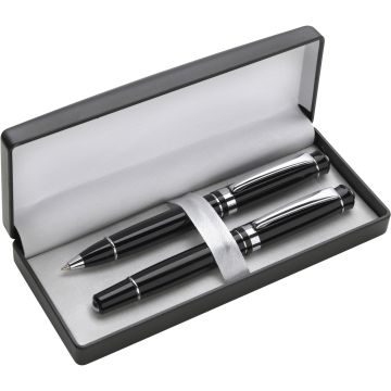 Aluminium ballpen and rollerball set 