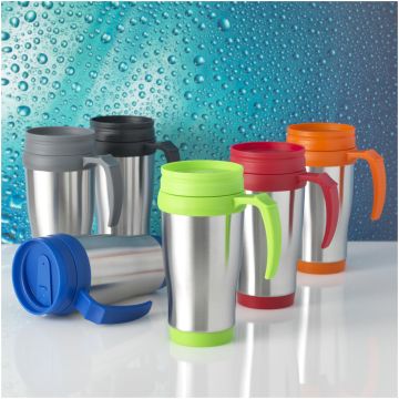 Sanibel 400 ml insulated mug Silver  blue - 1 Bounce Creative Designs