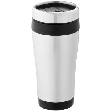 Elwood 410 ml insulated tumbler Silver  solid black - 1 Bounce Creative Designs