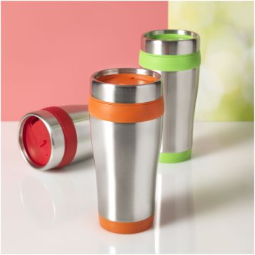 Elwood 410 ml insulated tumbler Silver  lime green - 1 Bounce Creative Designs
