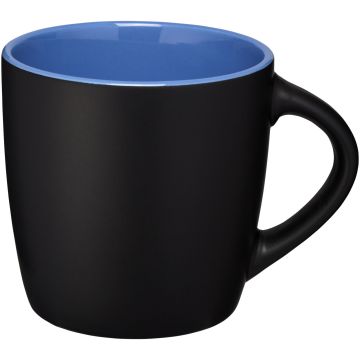 Riviera 340 ml ceramic mug Solid black  blue - 1 Bounce Creative Designs