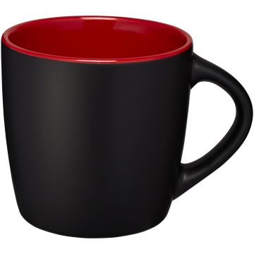 Riviera 340 ml ceramic mug Solid black  red - 1 Bounce Creative Designs