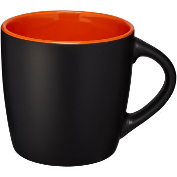 Riviera 340 ml ceramic mug Solid black  orange - 1 Bounce Creative Designs