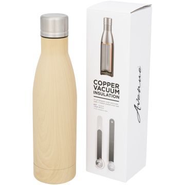 Vasa Copper Vacuum Insulated Bottle Wood Look 500 ml Brown - 1 Bounce Creative Designs